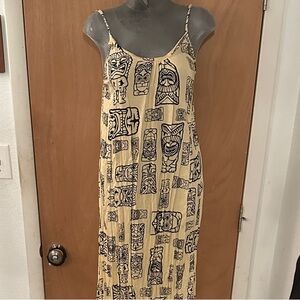 Tiki Print Maxi Dress